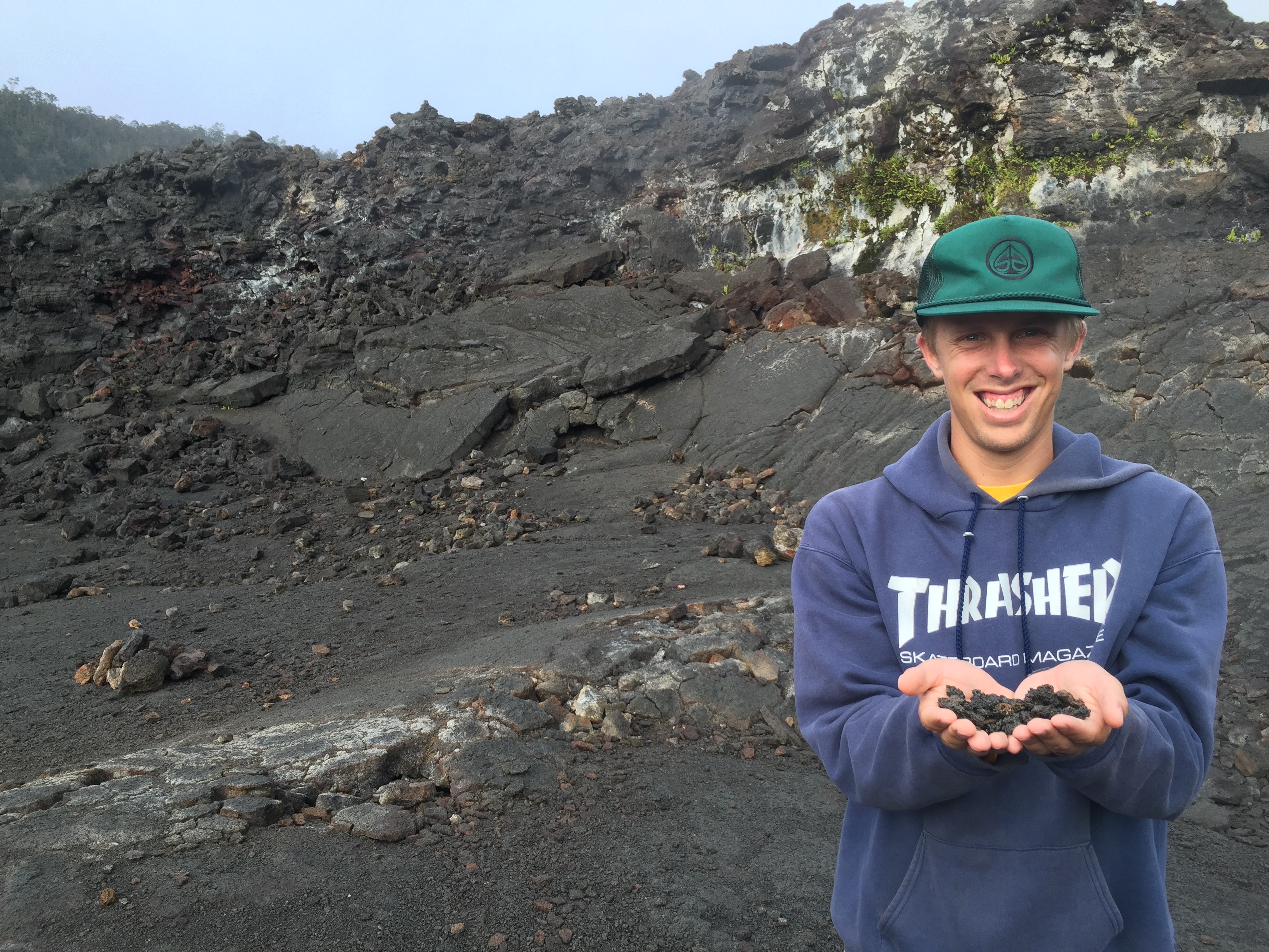 brian johnson holding lava rocks