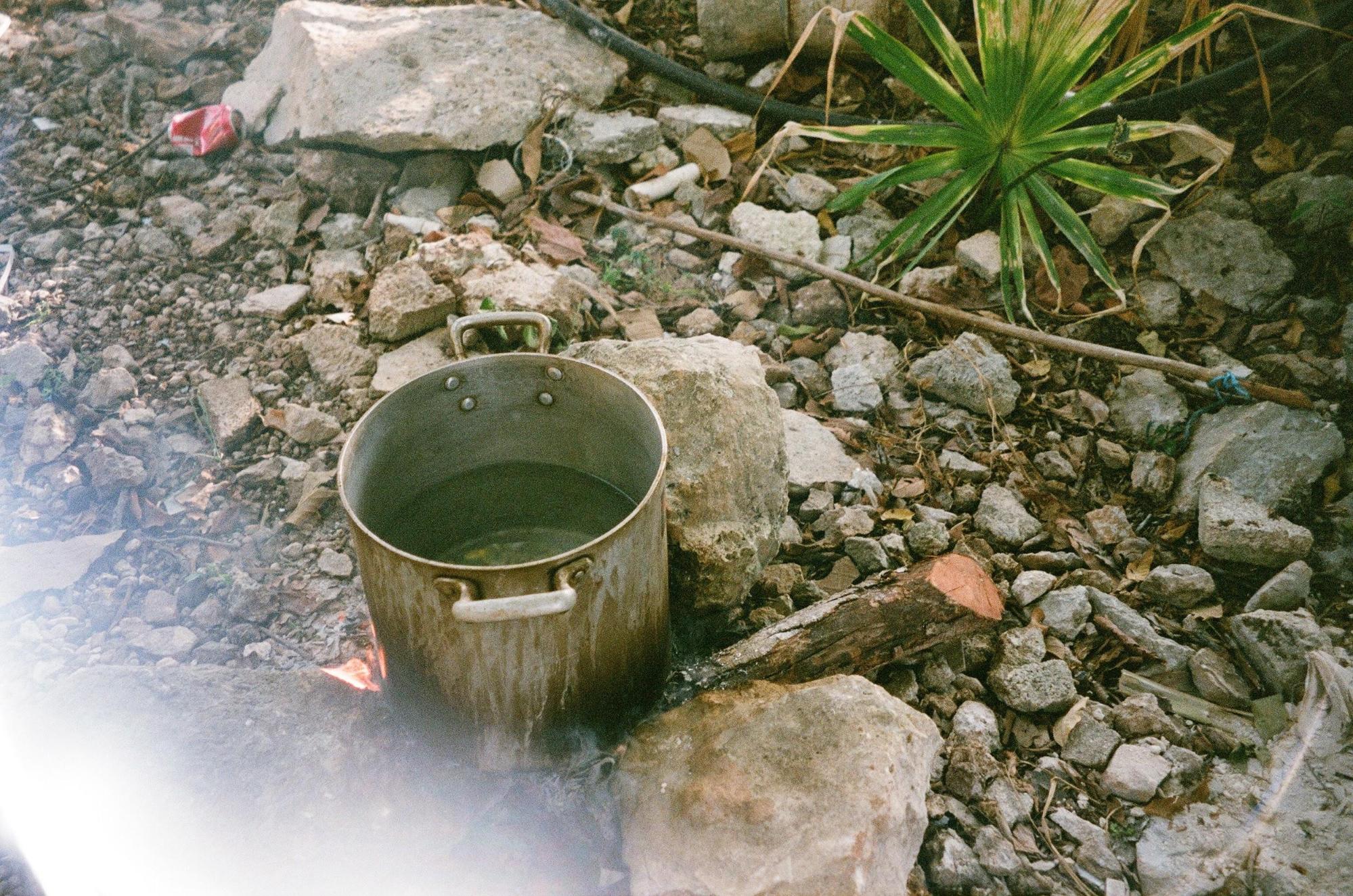 a pot on the ground